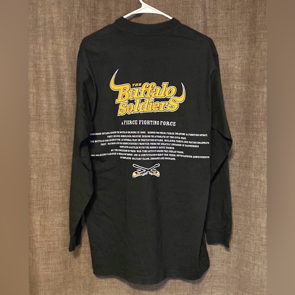 Vintage Y2K Buffalo Soldiers Double Sided Graphic Shirt Black men’s L NWT - Picture 3 of 7